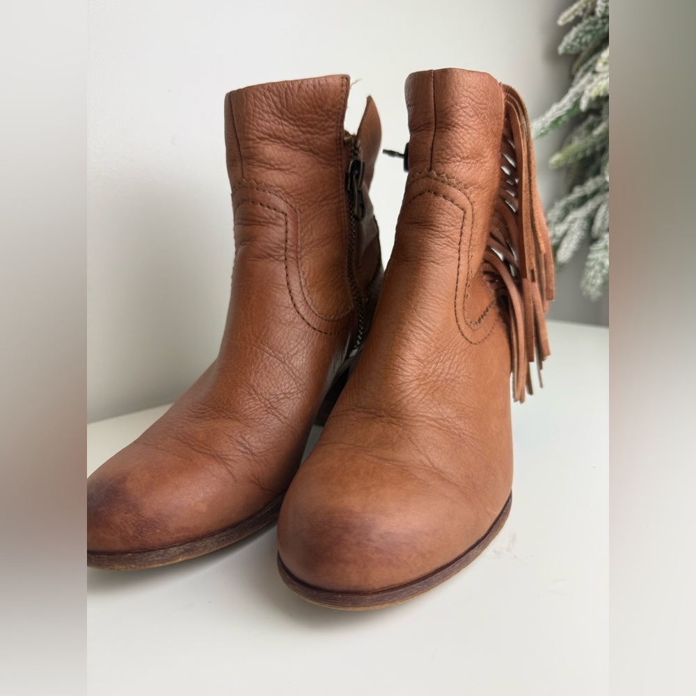 Sam Edelman Louie Brown Fringe Ankle Boots